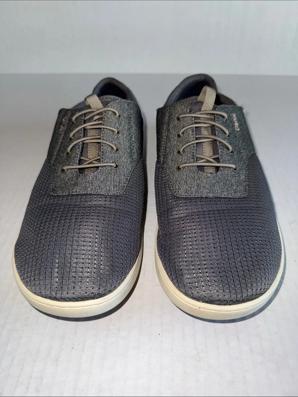 Olukai Gray Nohea Moku No Tie Boat Shoes